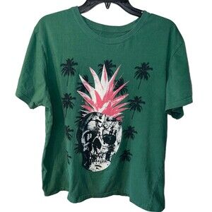 Eleven Paris Pineapple Skull Crewneck T-shirt Mens Sz Large Green Tee Cotton
